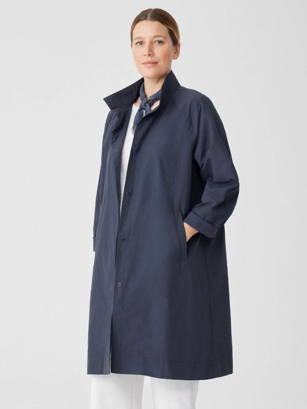 EILEEN FISHER TRENCH COAT TEAL BRAND NEW WITH TAGS ** L